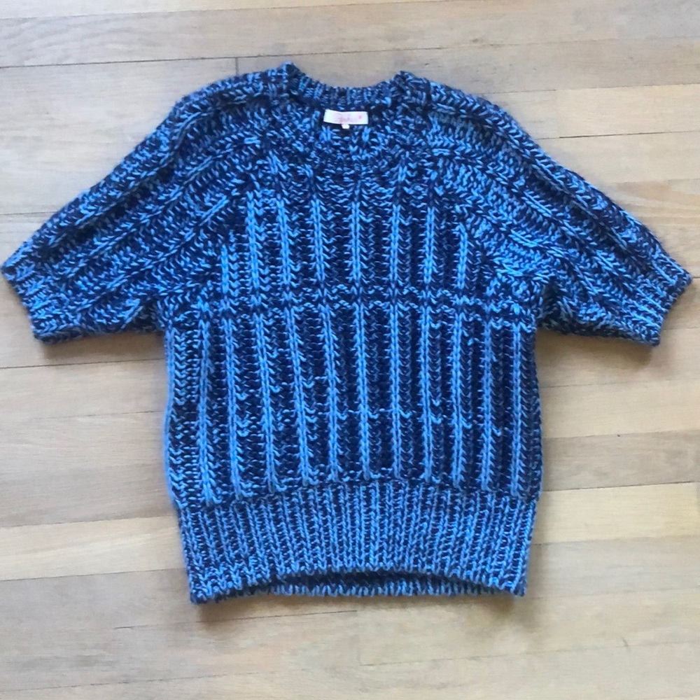 Parker two tone blue short sleeve sweater